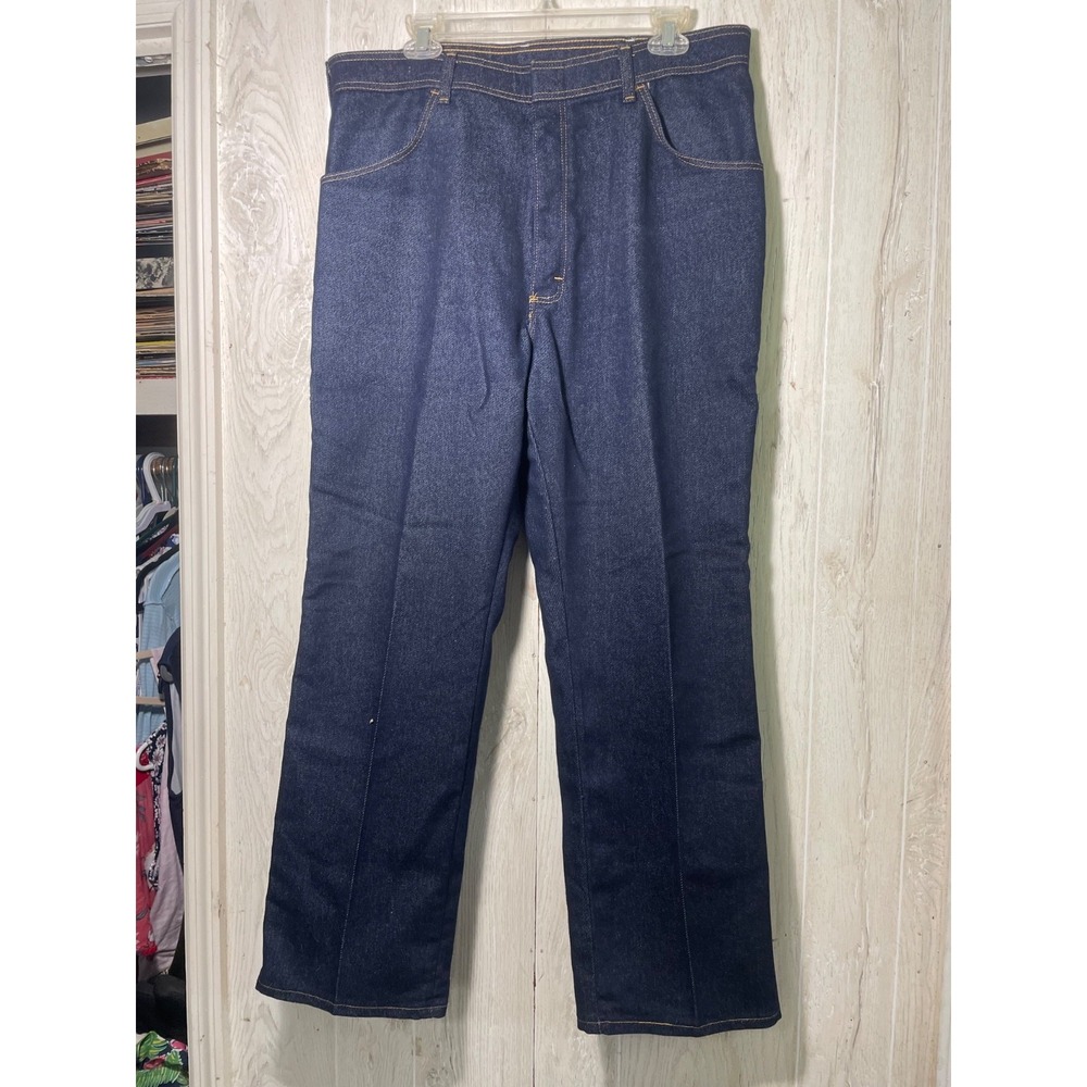 Vintage Wrangler Jeans Mens 38x29 70s 80s Dark Blue Denim Straight Western - Picture 4 of 8